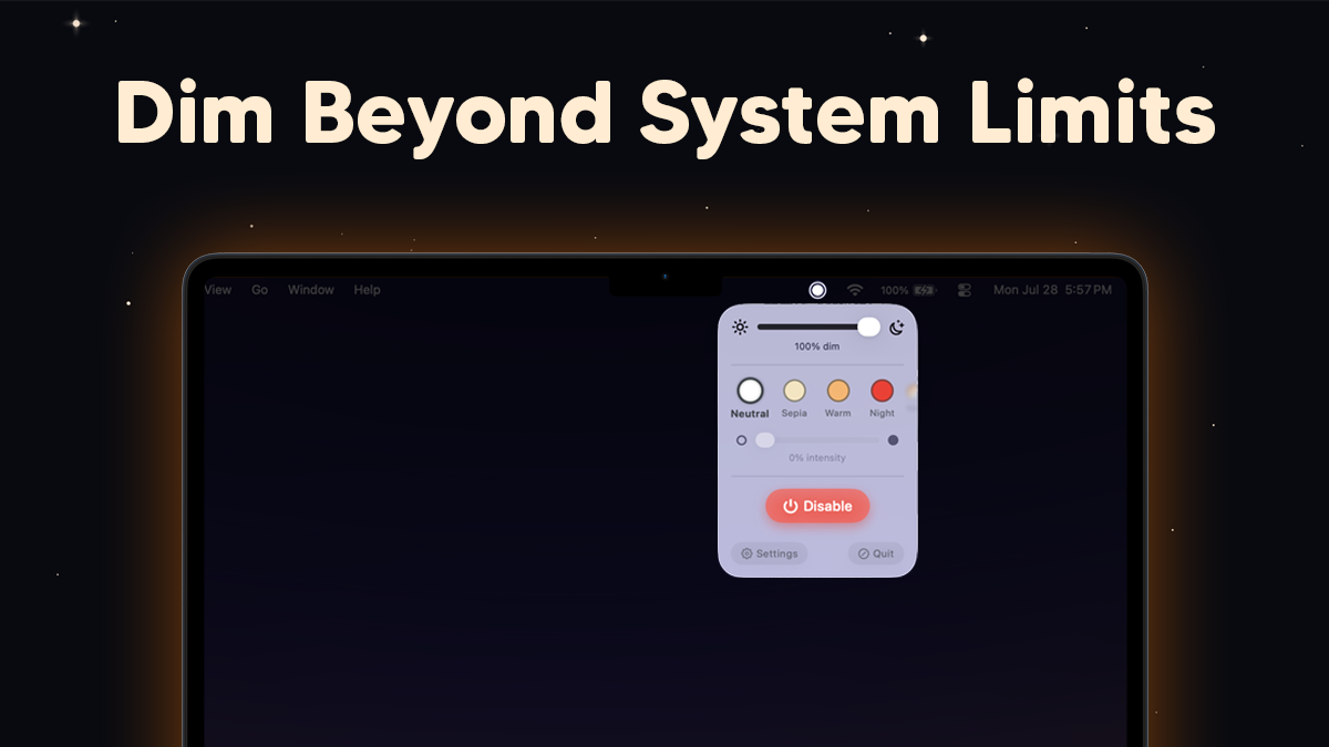 How to dim Mac screen below minimum brightness